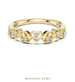 Load image into Gallery viewer, Maylaya Gems heart bezel band lab-grown diamond band in yellow gold