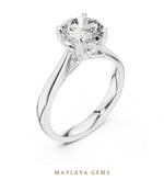 Load image into Gallery viewer, Maylaya Gems round cathedral solitaire lab-grown diamond ring in white gold