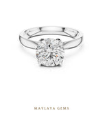 Load image into Gallery viewer, Maylaya Gems round cathedral solitaire lab-grown diamond ring in white gold