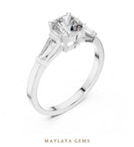 Load image into Gallery viewer, Maylaya Gems cushion baguette trilogy lab-grown diamond ring in white gold