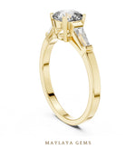 Load image into Gallery viewer, Maylaya Gems cushion baguette trilogy lab-grown diamond ring in yellow gold