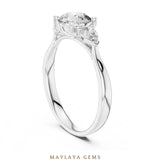 Load image into Gallery viewer, Maylaya Gems round pear trilogy lab-grown diamond ring in white gold