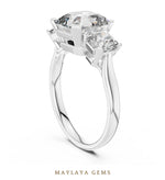 Load image into Gallery viewer, Maylaya Gems square emerald radiant trilogy lab-grown diamond ring in white gold