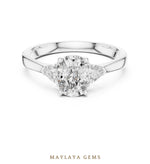 Load image into Gallery viewer, Maylaya Gems cushion curved trillion trilogy lab-grown diamond ring in white gold