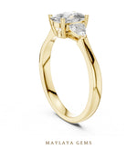 Load image into Gallery viewer, Maylaya Gems cushion curved trillion trilogy lab-grown diamond ring in yellow gold