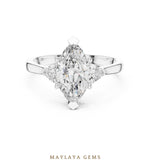 Load image into Gallery viewer, Maylaya Gems marquise trillion trilogy lab-grown diamond ring in white gold