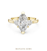 Load image into Gallery viewer, Maylaya Gems marquise trillion trilogy lab-grown diamond ring in yellow gold