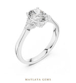Load image into Gallery viewer, Maylaya Gems oval trillion trilogy lab-grown diamond ring in white gold