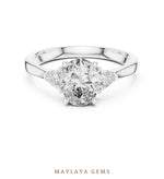 Load image into Gallery viewer, Maylaya Gems oval trillion trilogy lab-grown diamond ring in white gold
