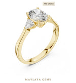 Load image into Gallery viewer, Maylaya Gems oval trillion trilogy lab-grown diamond ring in yellow gold