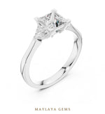 Load image into Gallery viewer, Maylaya Gems princess trillion trilogy lab-grown diamond ring in white gold