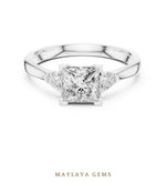 Load image into Gallery viewer, Maylaya Gems princess trillion trilogy lab-grown diamond ring in white gold