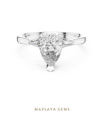 Load image into Gallery viewer, Maylaya Gems pear tapered baguette trilogy lab-grown diamond ring in white gold