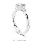 Load image into Gallery viewer, Maylaya Gems heart baguette trilogy lab-grown diamond ring in white gold