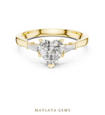 Load image into Gallery viewer, Maylaya Gems heart baguette trilogy lab-grown diamond ring in yellow gold