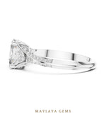 Load image into Gallery viewer, Maylaya Gems cushion trillion pave trilogy lab-grown diamond ring in white gold