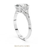 Load image into Gallery viewer, Maylaya Gems radiant trillion pave trilogy lab-grown diamond ring in white gold