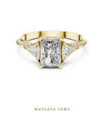 Load image into Gallery viewer, Maylaya Gems radiant trillion pave trilogy lab-grown diamond ring in yellow gold