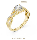 Load image into Gallery viewer, Maylaya Gems round pave infinity solitaire lab-grown diamond ring in yellow gold