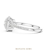 Load image into Gallery viewer, Maylaya Gems round bezel double halo lab-grown diamond ring in white gold