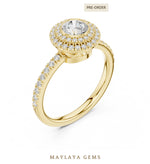 Load image into Gallery viewer, Maylaya Gems round bezel double halo lab-grown diamond ring in yellow gold