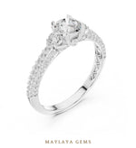 Load image into Gallery viewer, Maylaya Gems round trilogy pave lab-grown diamond ring in white gold