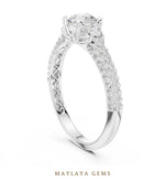 Load image into Gallery viewer, Maylaya Gems round trilogy pave lab-grown diamond ring in white gold