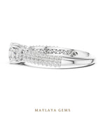 Load image into Gallery viewer, Maylaya Gems round trilogy pave lab-grown diamond ring in white gold