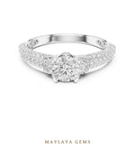 Load image into Gallery viewer, Maylaya Gems round trilogy pave lab-grown diamond ring in white gold