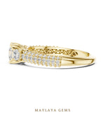 Load image into Gallery viewer, Maylaya Gems round trilogy pave lab-grown diamond ring in yellow gold