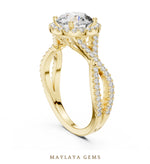 Load image into Gallery viewer, Maylaya Gems round halo infinity lab-grown diamond ring in yellow gold