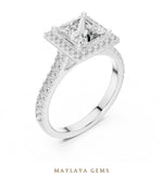 Load image into Gallery viewer, Maylaya Gems princess square halo lab-grown diamond ring in white gold