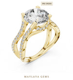 Load image into Gallery viewer, Maylaya Gems round open wave lab-grown diamond ring in yellow gold