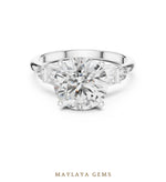 Load image into Gallery viewer, Maylaya Gems round baguette shoulder lab-grown diamond ring in white gold