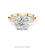 Load image into Gallery viewer, Maylaya Gems round baguette shoulder lab-grown diamond ring in yellow gold