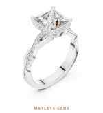 Load image into Gallery viewer, Maylaya Gems princess twisted pave lab-grown diamond ring in white gold