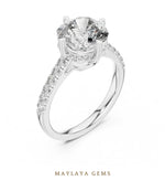 Load image into Gallery viewer, Maylaya Gems cushion scaffold lab-grown diamond ring in white gold