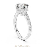 Load image into Gallery viewer, Maylaya Gems cushion scaffold lab-grown diamond ring in white gold