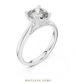Load image into Gallery viewer, Maylaya Gems cushion diamond bridge lab-grown diamond ring in white gold