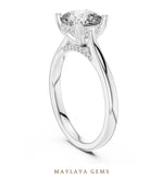Load image into Gallery viewer, Maylaya Gems cushion diamond bridge lab-grown diamond ring in white gold