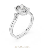 Load image into Gallery viewer, Maylaya Gems oval two-accent lab-grown diamond ring in white gold