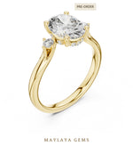Load image into Gallery viewer, Maylaya Gems oval two-accent lab-grown diamond ring in yellow gold