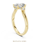 Load image into Gallery viewer, Maylaya Gems oval two-accent lab-grown diamond ring in yellow gold