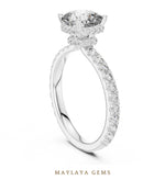 Load image into Gallery viewer, Maylaya Gems cushion double collar lab-grown diamond ring in white gold