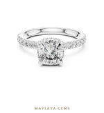 Load image into Gallery viewer, Maylaya Gems cushion double collar lab-grown diamond ring in white gold