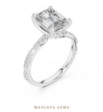 Load image into Gallery viewer, Maylaya Gems emerald curved gallery lab-grown diamond ring in white gold