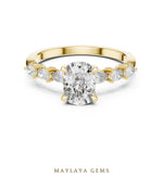 Load image into Gallery viewer, Maylaya Gems elongated cushion pear accent lab-grown diamond ring in yellow gold