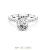 Load image into Gallery viewer, Maylaya Gems oval cathedral pave lab-grown diamond ring in white gold