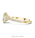 Load image into Gallery viewer, Maylaya Gems oval cathedral pave lab-grown diamond ring in yellow gold