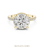 Load image into Gallery viewer, Maylaya Gems round paved gallery lab-grown diamond ring in yellow gold